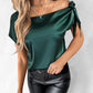 Bowknot Decor Short Sleeve Satin Top