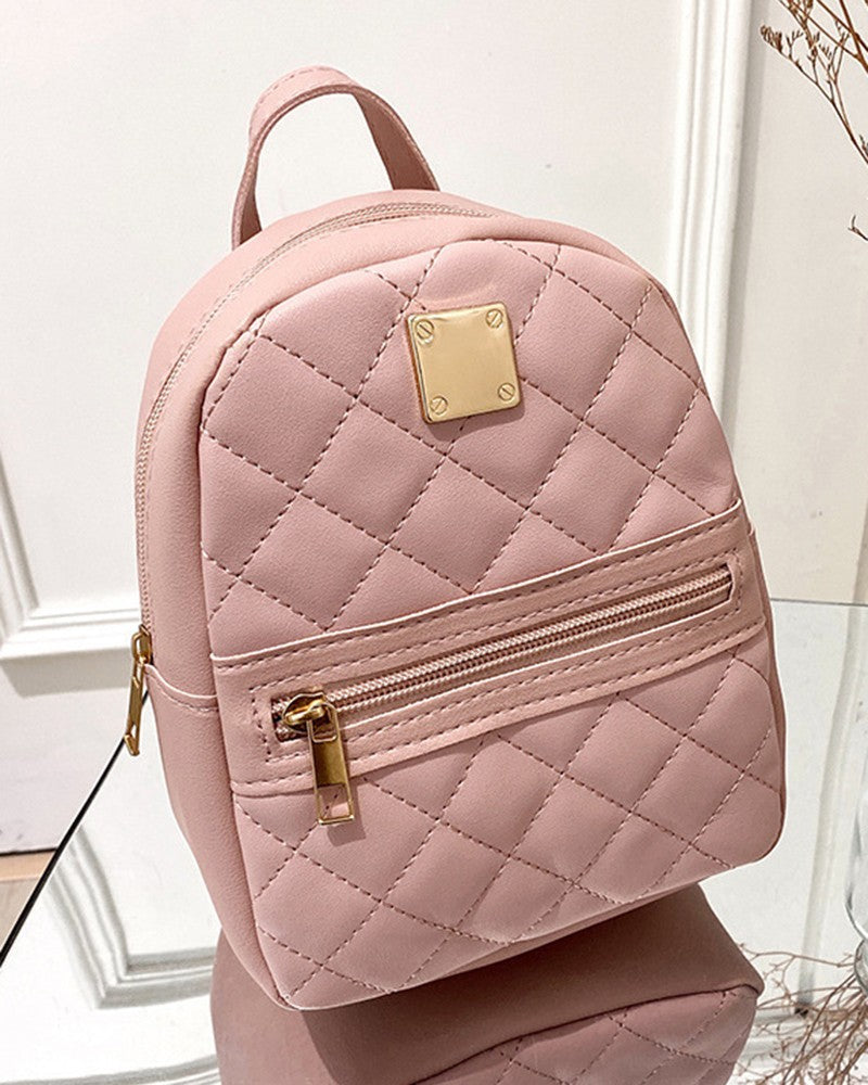 Quilted Zipper Design Backpack