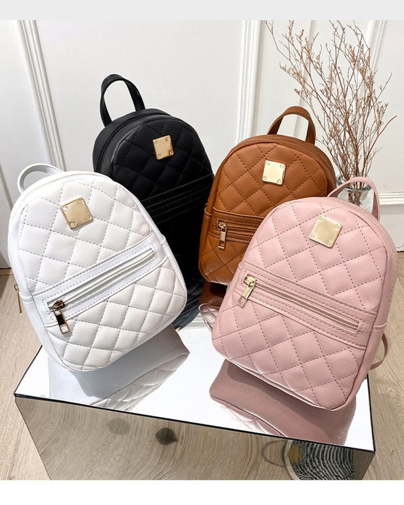 Quilted Zipper Design Backpack