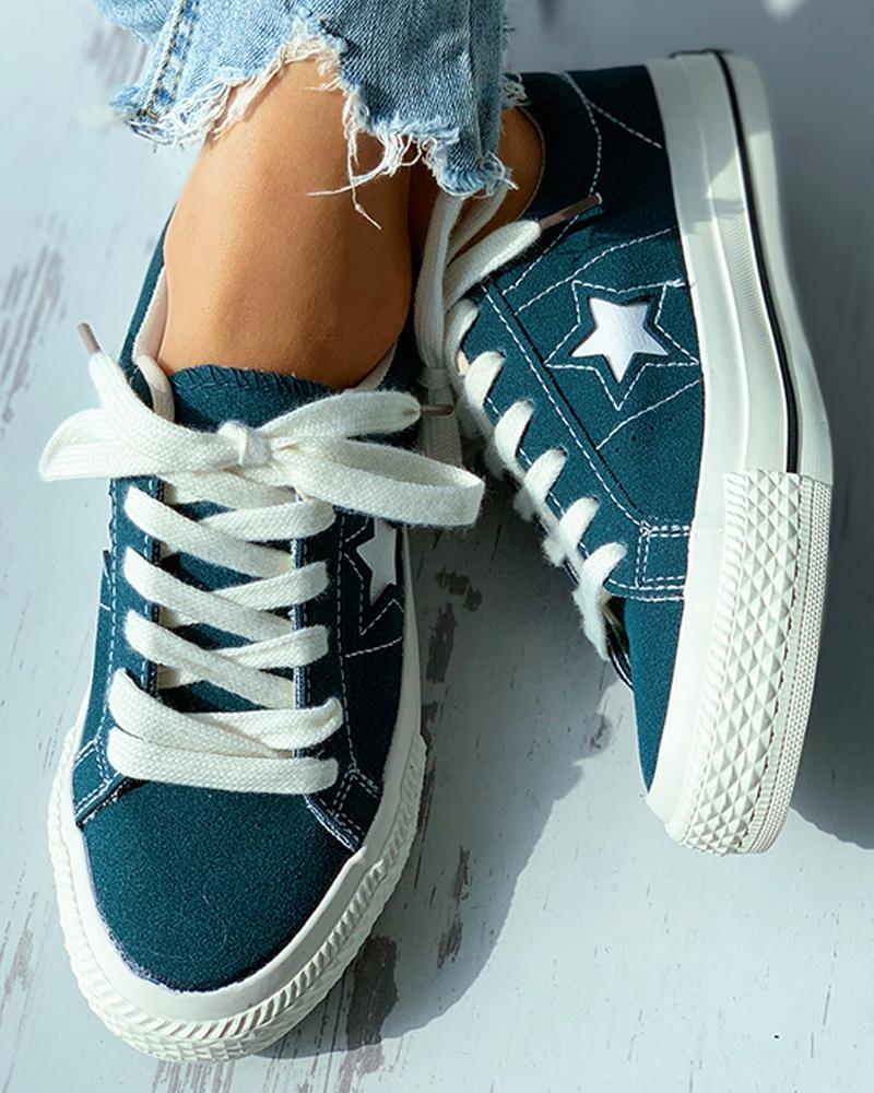 Star Pattern Cutout Lace up Suede Shoes