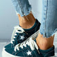 Star Pattern Cutout Lace up Suede Shoes