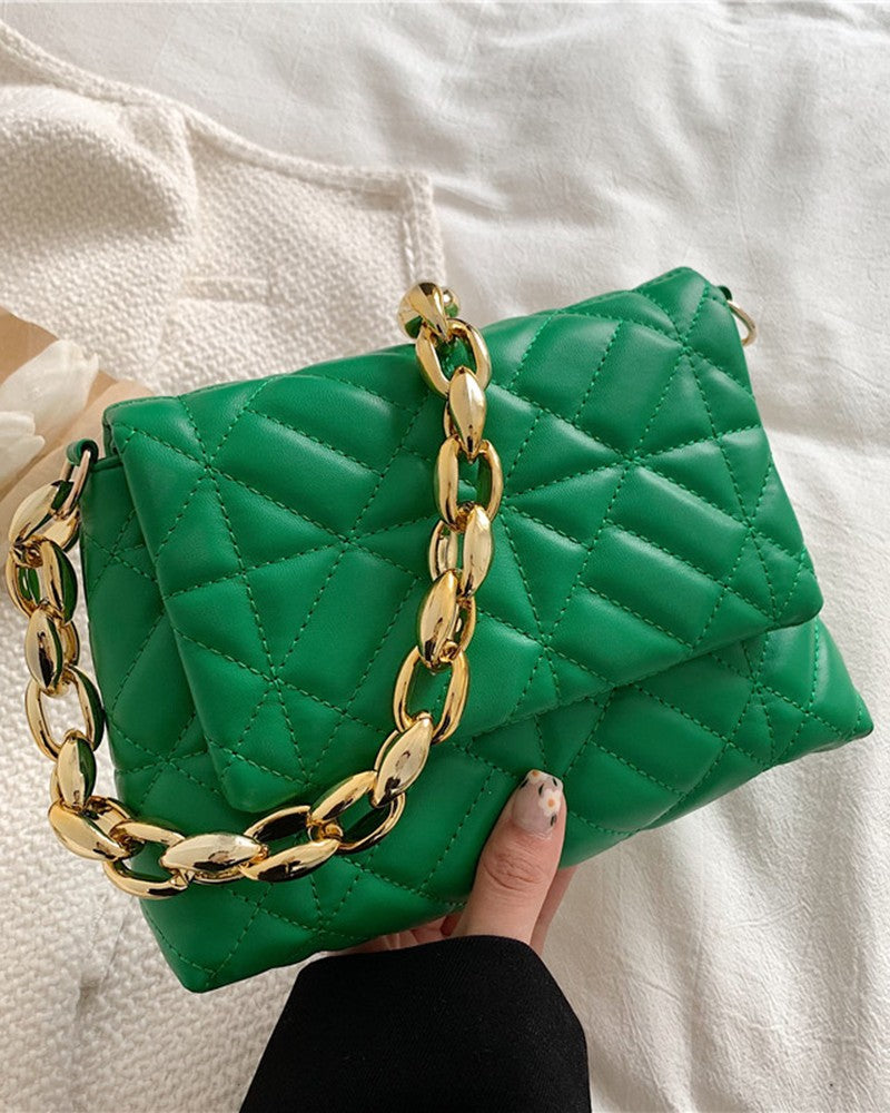 Quilted Chain Strap Flap Shoulder Bag