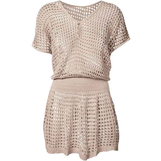 Apricot-Women-Beach-Tops-Sexy-Knit-Cover-Dresses-Bikini-Cover-ups-Nets-Short-Skirt