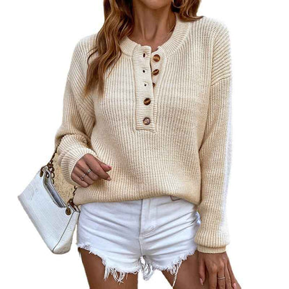 Apricot-Womens-Waffle-Knit-V-Neck-Sweater-Casual-Long-Sleeve-Side-Slit-Button-Henley-Pullover-Jumper-Top-K414