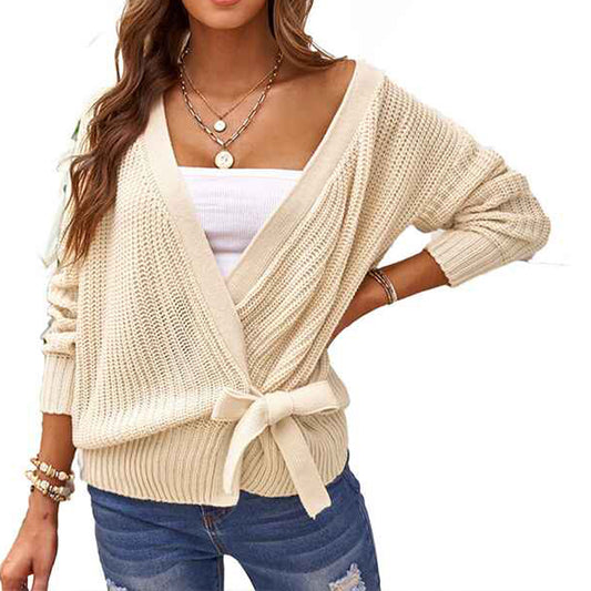     Beige-Womens-Wrap-Tie-Waist-Cardigan-Sweater-Lightweight-Oversized-Long-Sleeve-Open-Front-Knitted-Coat-K183