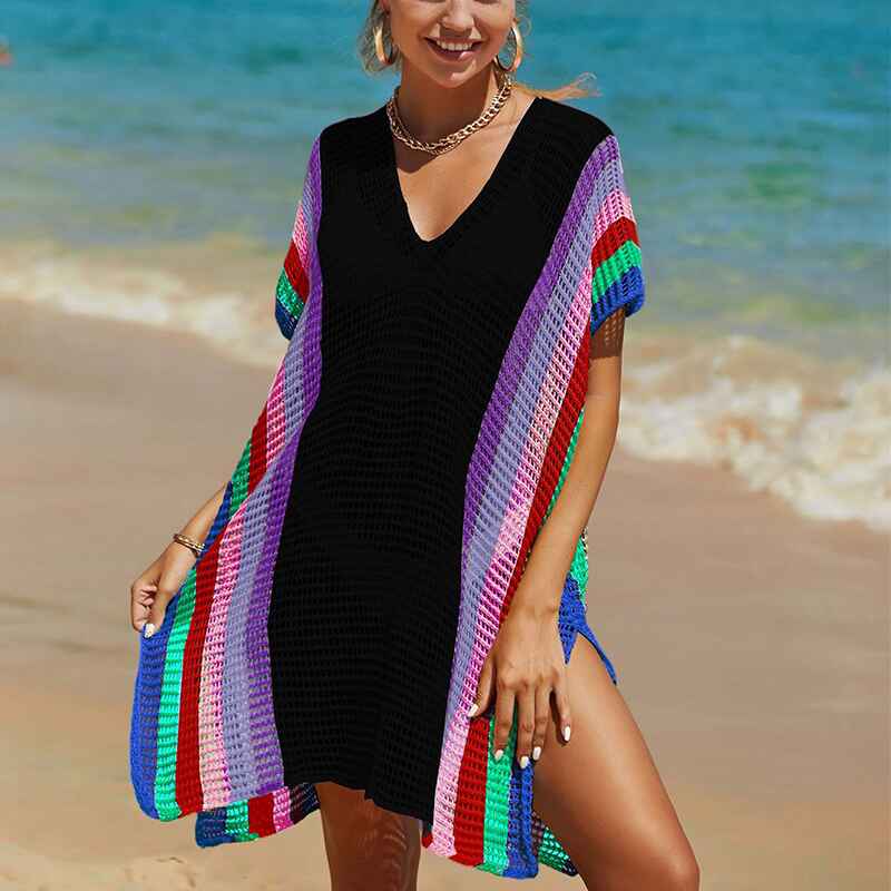 Beach Swimsuit Cover Up Bathing Suit Cover Ups Mesh Tassel Bikini Coverup Hollow Out Crochet Dress for Women K523