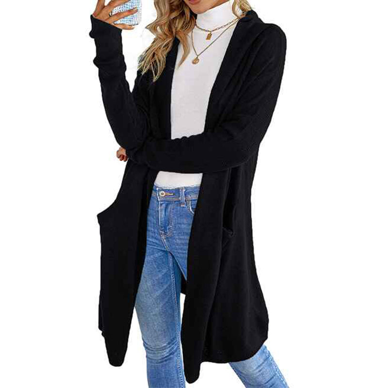     Black-Womens-Lightweight-Longer-Length-Cardigan-Sweater-K120