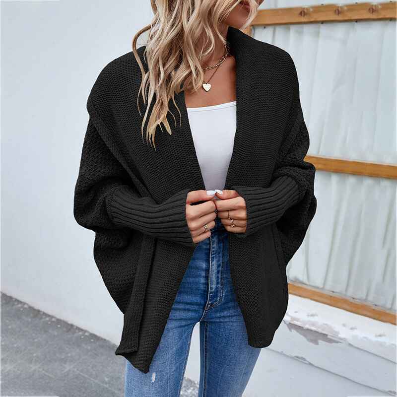 Black-Womens-Long-Sleeve-Open-Front-Loose-Casual-Lightweight-Kimono-Cardigan-K228