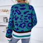 Blue-Womens-Leopard-Pullover-Sweater-Casual-Sweatshirt-Crew-Neck-Long-Sleeve-Knit-Tops-K477-Back