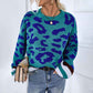 Blue-Womens-Leopard-Pullover-Sweater-Casual-Sweatshirt-Crew-Neck-Long-Sleeve-Knit-Tops-K477