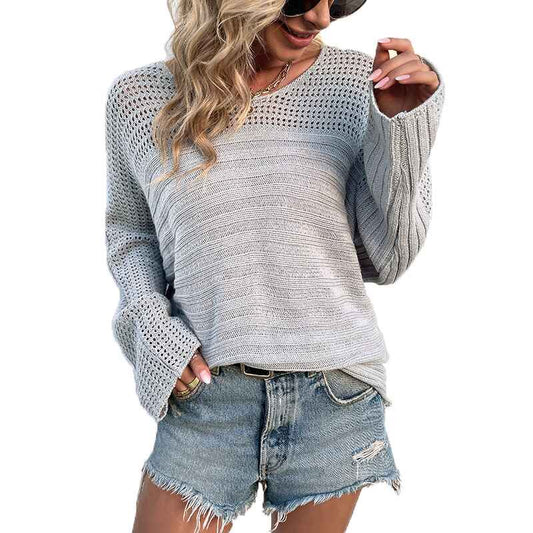 Gray-Waffle-Fall-Sweaters-for-Women-Casual-Long-Sleeve-Loose-Crewneck-Oversized-Sweater-Pullover-Knit-Top-K219