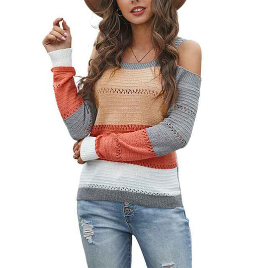 Gray-Womens-Cold-Shoulder-Sweater-Long-Sleeve-Backless-Knit-Pullover-Tops-K187