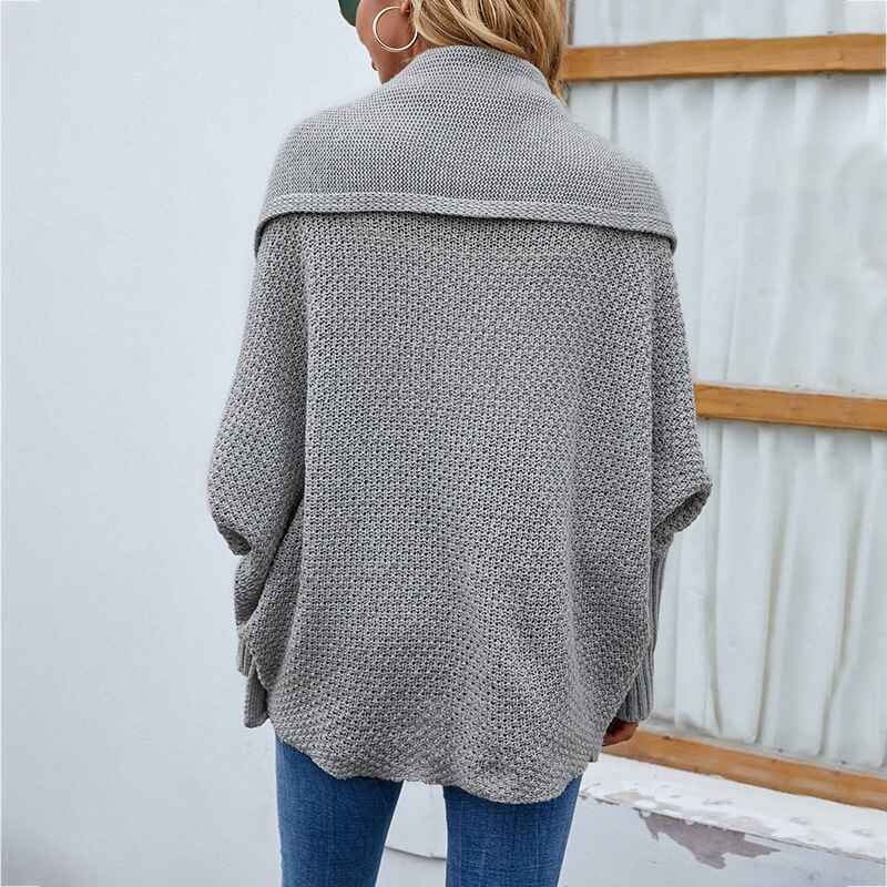 Gray-Womens-Long-Sleeve-Open-Front-Loose-Casual-Lightweight-Kimono-Cardigan-K228-Back