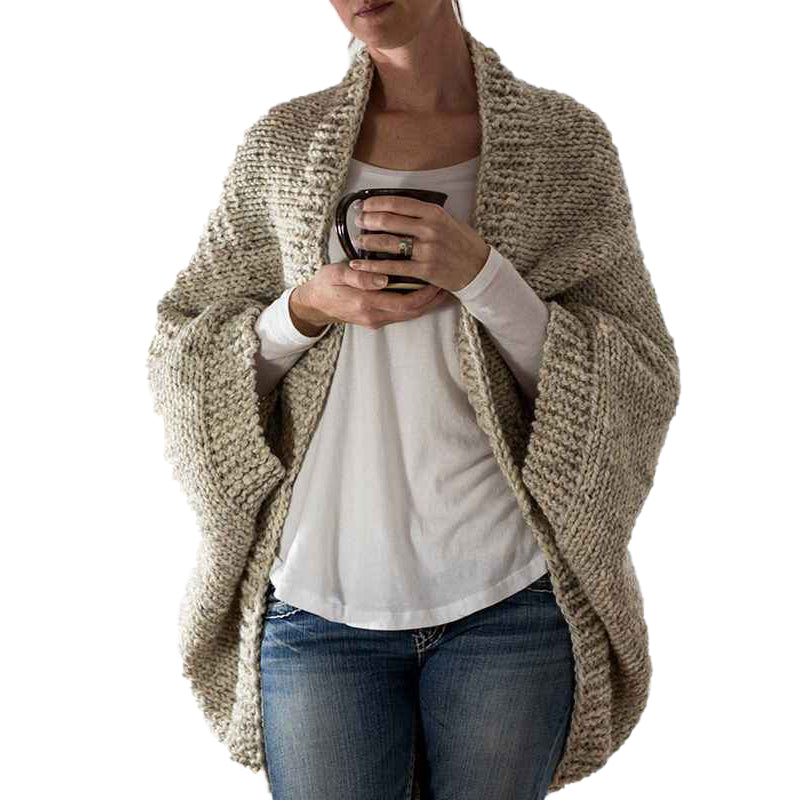     Khaki-Astylish-Womens-Open-Front-Long-Sleeve-Chunky-Knit-Cardigan-Sweaters-Loose-Outwear-Coat-K046