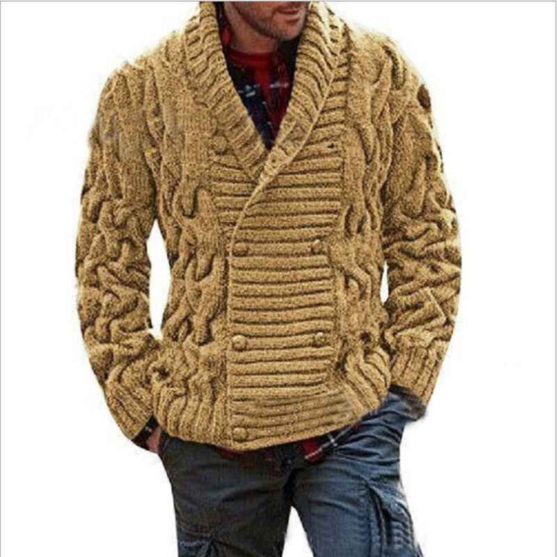 Khaki-Mens-Shawl-Collar-Cable-Rib-Knitted-Button-Closure-Casual-Winter-Chunky-Thermal-Long-Sleeve-Solid-Cardigan-Sweater-G006