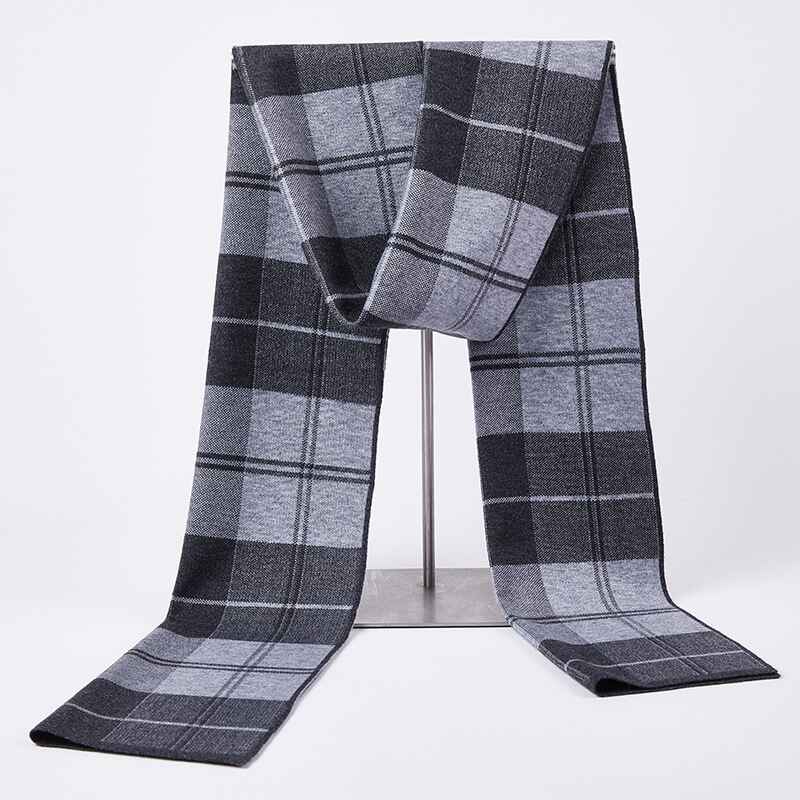 Light-Grey-Mens-Cashmere-Feel-Winter-Plaid-Scarf-Buffalo-Check-Scarves-D001