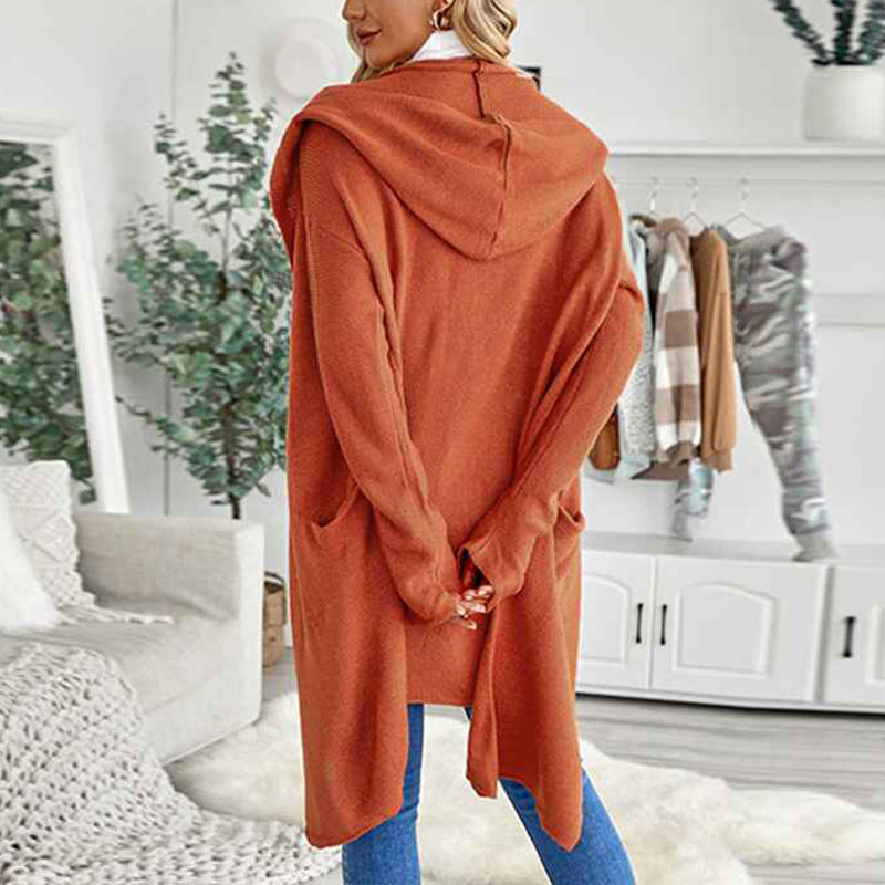     Orange-Womens-Lightweight-Longer-Length-Cardigan-Sweater-K120-Back