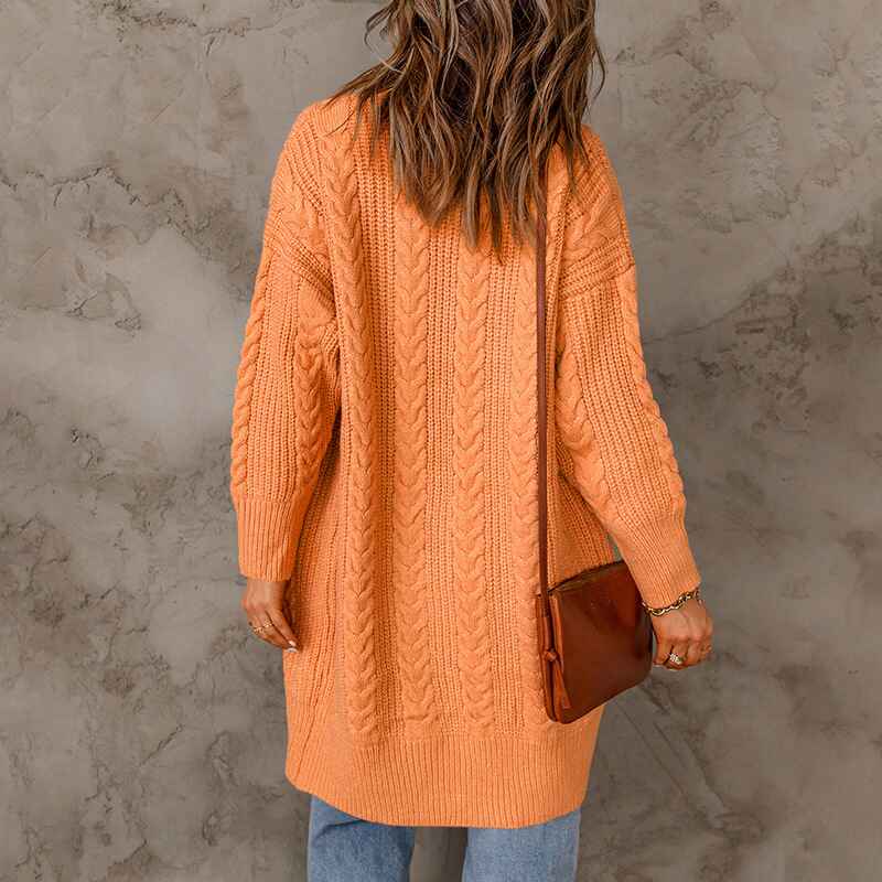 Orange-Womens-Long-Sleeve-Cable-Knit-Cardigan-Sweaters-Open-Front-Fall-Outwear-Coat-K102-Back