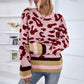 Pink-Womens-Leopard-Pullover-Sweater-Casual-Sweatshirt-Crew-Neck-Long-Sleeve-Knit-Tops-K477-Back