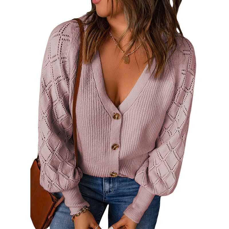 Pink-Womens-Long-Sleeve-Cable-Knit-Button-Cardigan-Sweater-Open-Front-Outwear-Coat-with-Pockets-K097