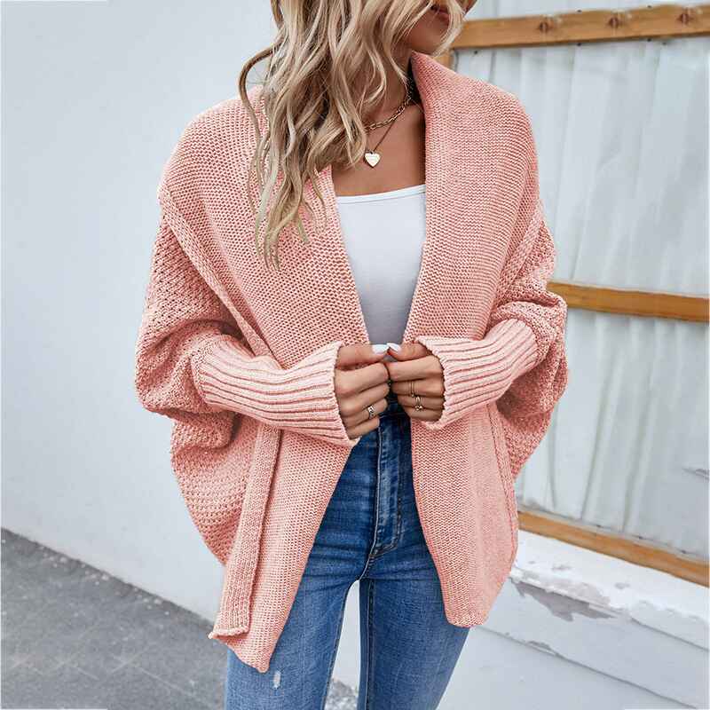     Pink-Womens-Long-Sleeve-Open-Front-Loose-Casual-Lightweight-Kimono-Cardigan-K228