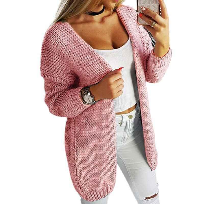 Pink-Womens-Winter-Fall-Casual-Open-Front-Knit-Long-Cardigans-Sweaters-Coats-K039