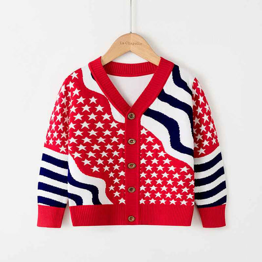     Red-Toddler-and-Baby-Girl-Cardigan-Knit-Sweater-Infant-Cotton-Tops-V010