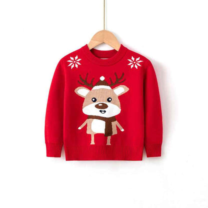 Red-ToddlerBoyGirlChristmasSweaterKnitePulloverXmasReindeerElkSnowmanCartoonSweatshirtsTopsV047