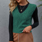 Sweater-Vest-Women-VNeck-Sleeveless-Sweaters-Womens-Cable-Knit-Tops-green