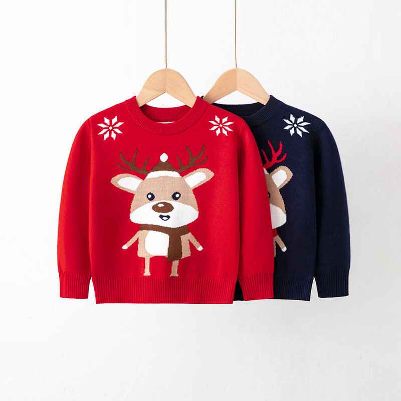 ToddlerBoyGirlChristmasSweaterKnitePulloverXmasReindeerElkSnowmanCartoonSweatshirtsTopsV047