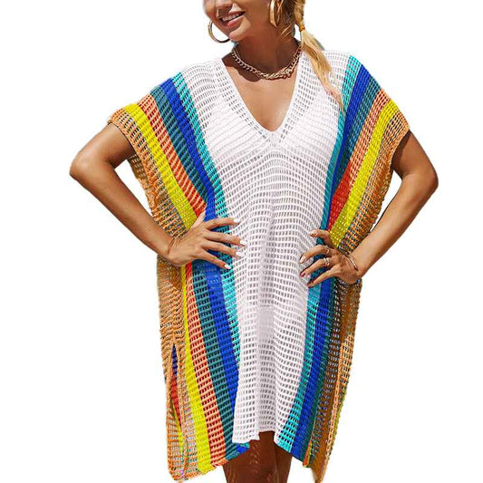 Beach Swimsuit Cover Up Bathing Suit Cover Ups Mesh Tassel Bikini Coverup Hollow Out Crochet Dress for Women K523