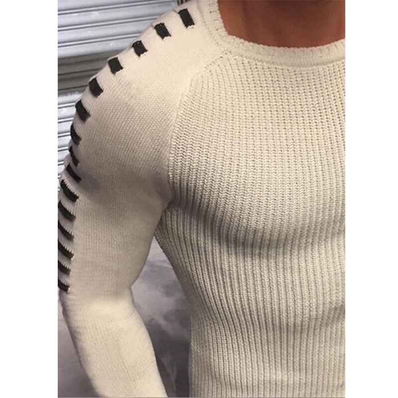    White-Casual-Slim-Fit-Basic-Sweaters-Long-Sleeve-Knitted-Thermal-Crew-Neck-Pullover-G007