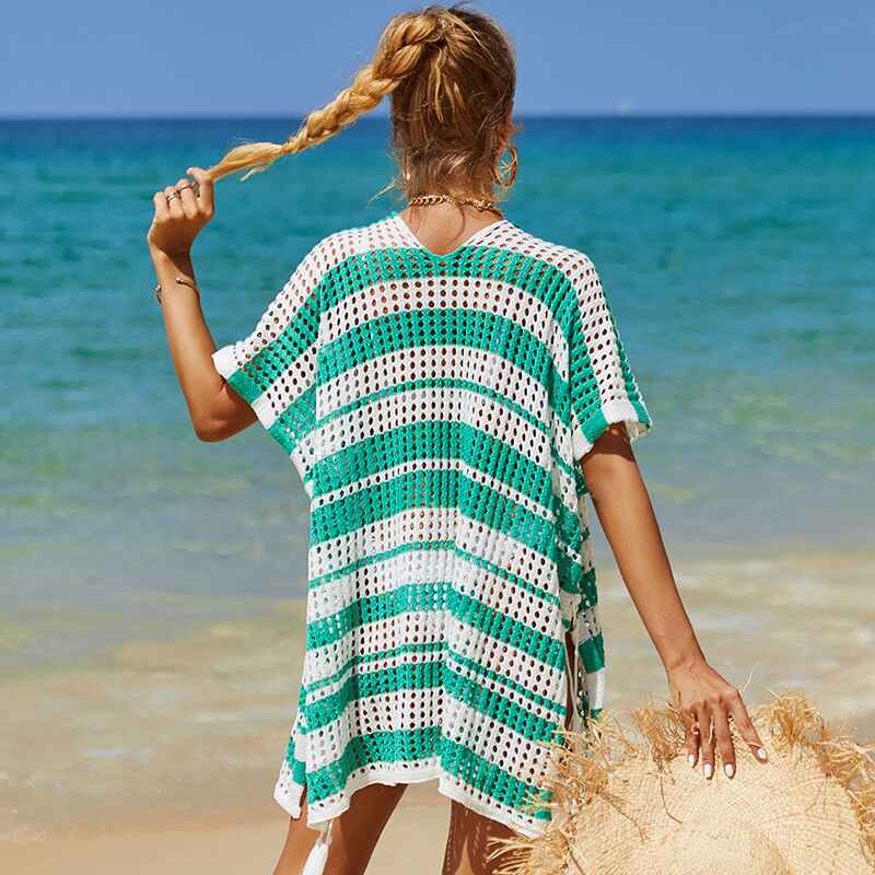 White-Green-Womens-Swimsuit-Cover-Up-Hollow-Out-Swimwear-Beach-Bathing-Suit-Bikini-Coverups-Back