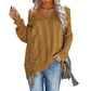     Yellow-Womens-Off-Shoulder-Long-Sleeve-V-Neck-Ribbed-Cable-Pullover-Sweaters-Loose-Fitting-Jumper-Tops-K181