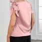 Bowknot Decor Short Sleeve Satin Top