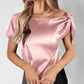 Bowknot Decor Short Sleeve Satin Top