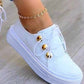 Button Decor Lace up Sneakers