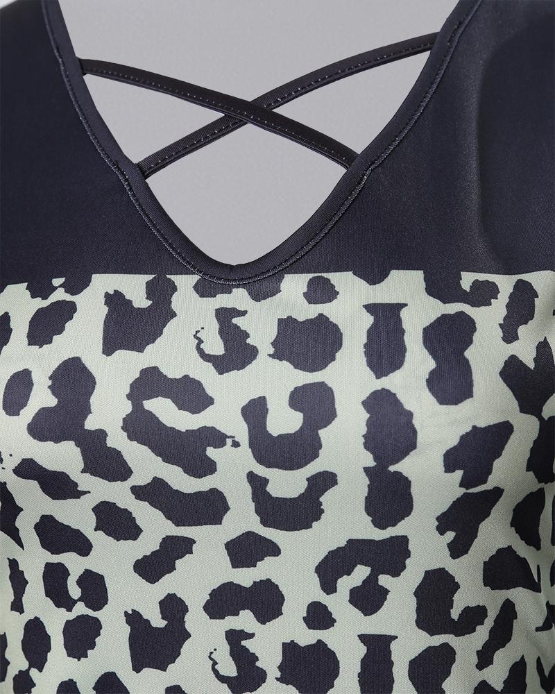 Colorblock Leopard Print Tank Top