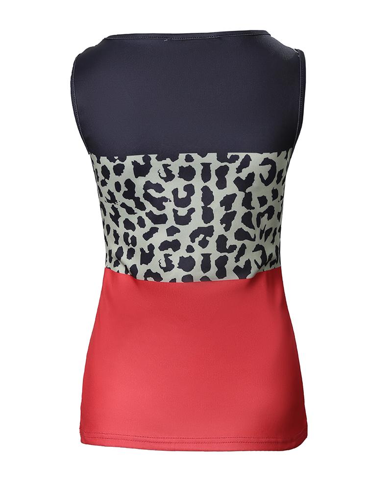 Colorblock Leopard Print Tank Top