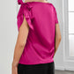 Bowknot Decor Short Sleeve Satin Top