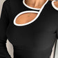 Contrast Binding Hollow Out Cold Shoulder Top