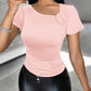 Rose Detail Asymmetrical Neck T Shirt