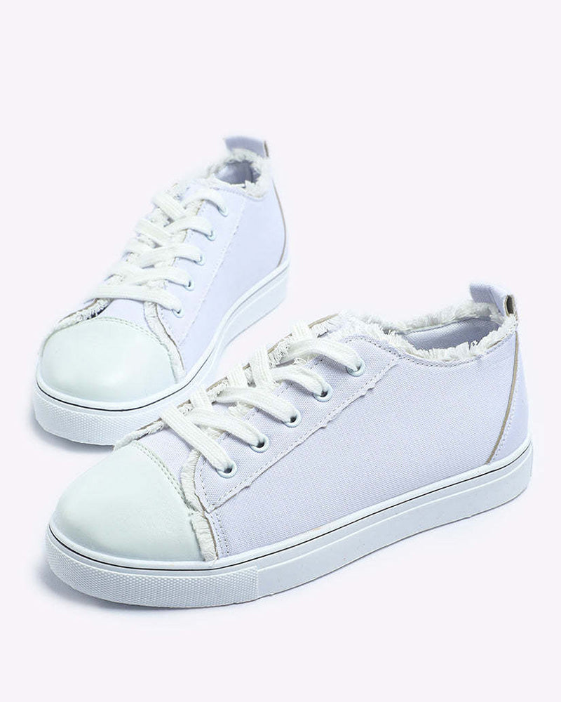 Lace up Raw Hem Canvas Sneakers