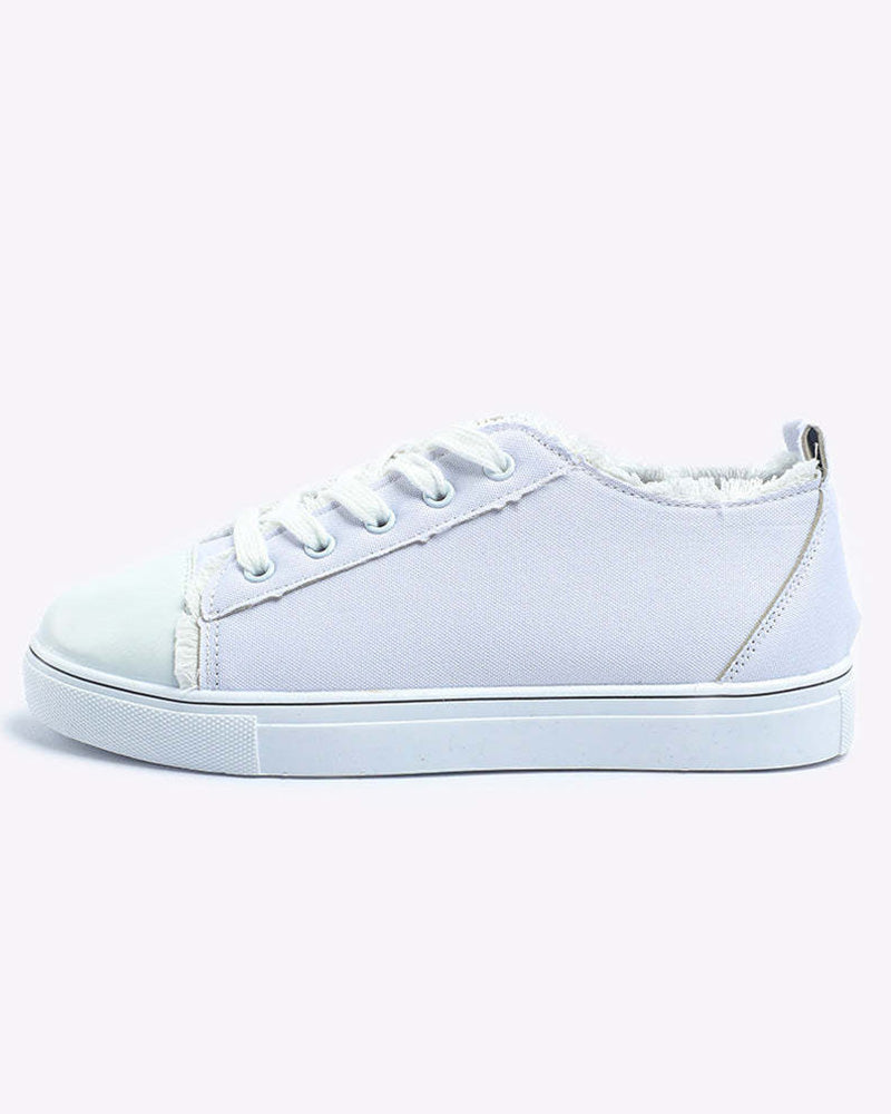 Lace up Raw Hem Canvas Sneakers