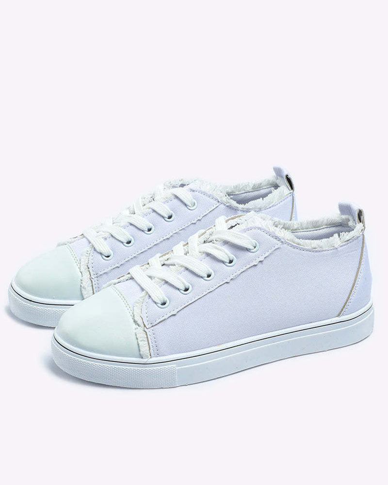 Lace up Raw Hem Canvas Sneakers