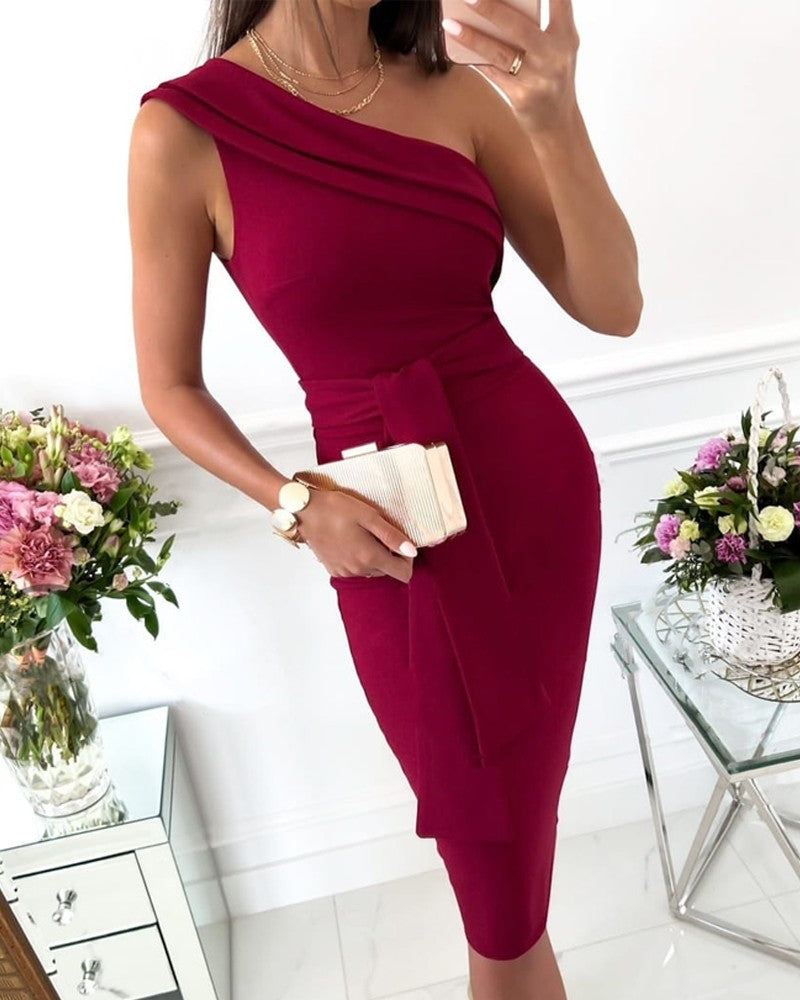 One Shoulder Tied Detail Party Dress