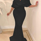 Cross Over Neck Fishtail Evening Dress