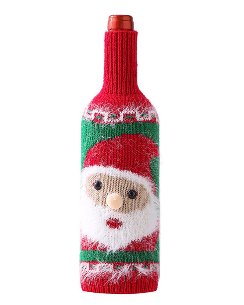 1pc Fuzzy Christmas Tree Santa Snowman Knitted Beer Bottle Tall Can Covers Home Decor Party Favor Gift Bag