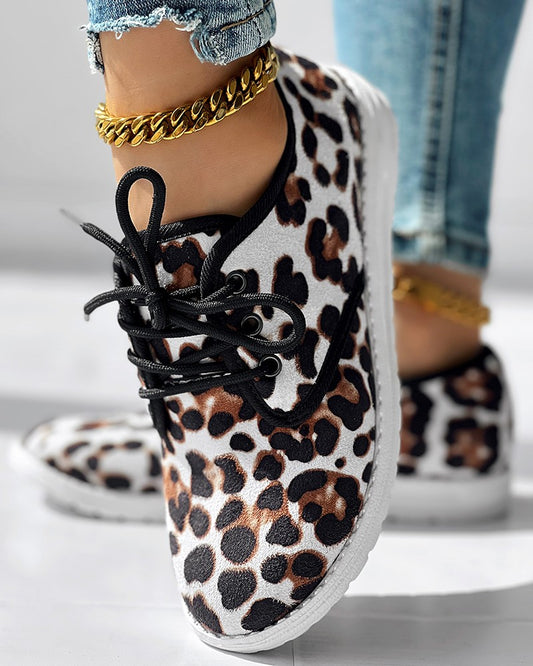 Christmas Leopard Lace up Sneakers