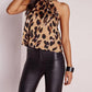 Leopard Print Sleeveless Halter Top